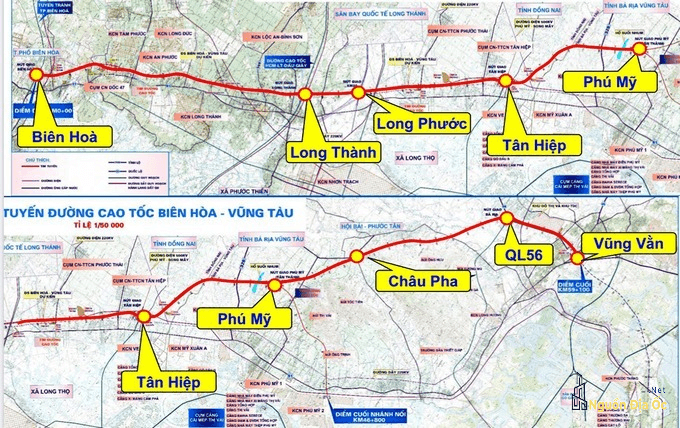 Các nút giao cao tốc Biên Hòa - Vũng Tàu đi qua