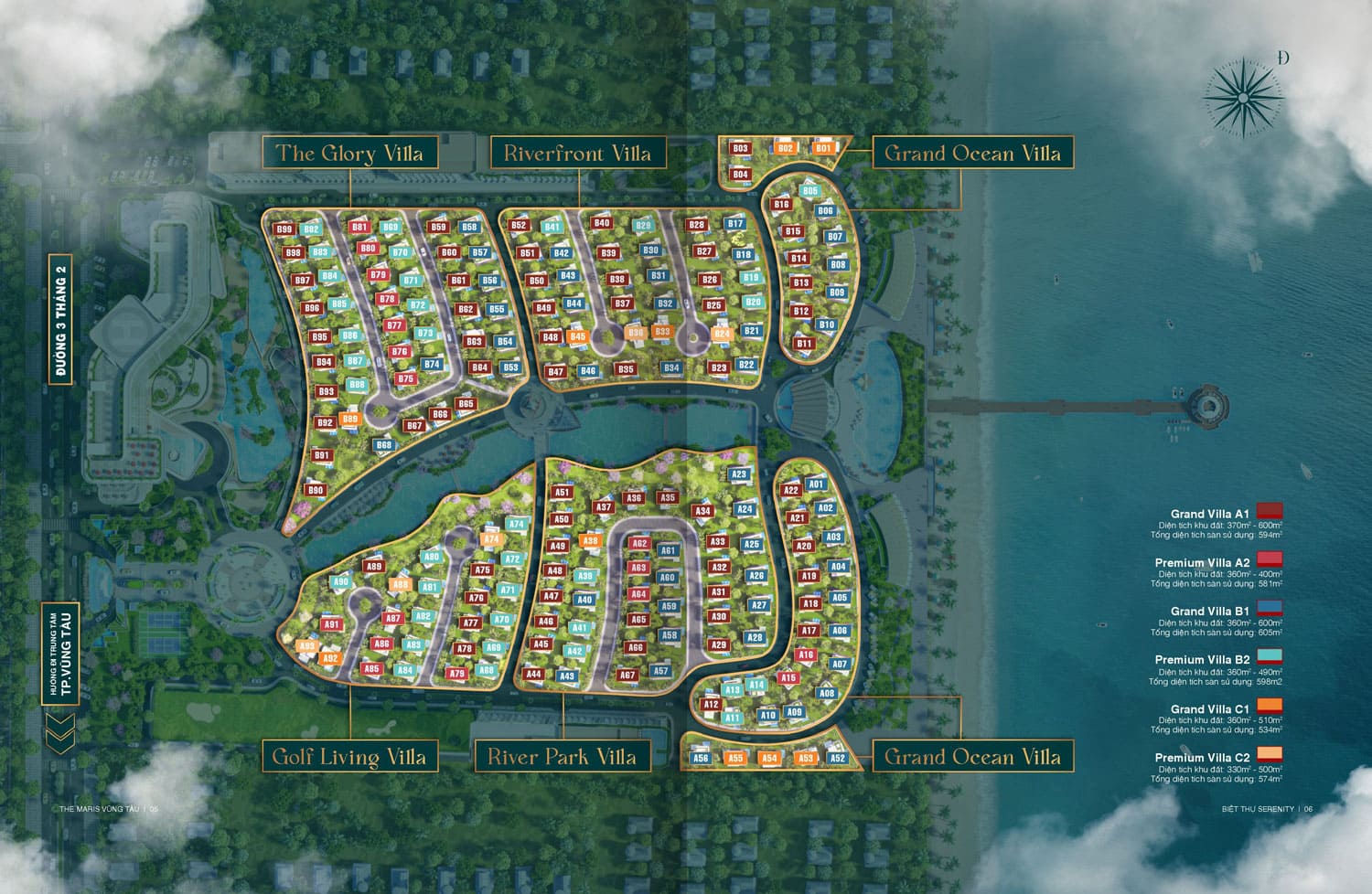 Mặt bằng phân khu Cresta Beachfront Villas – 5 phân khu biệt thự biển