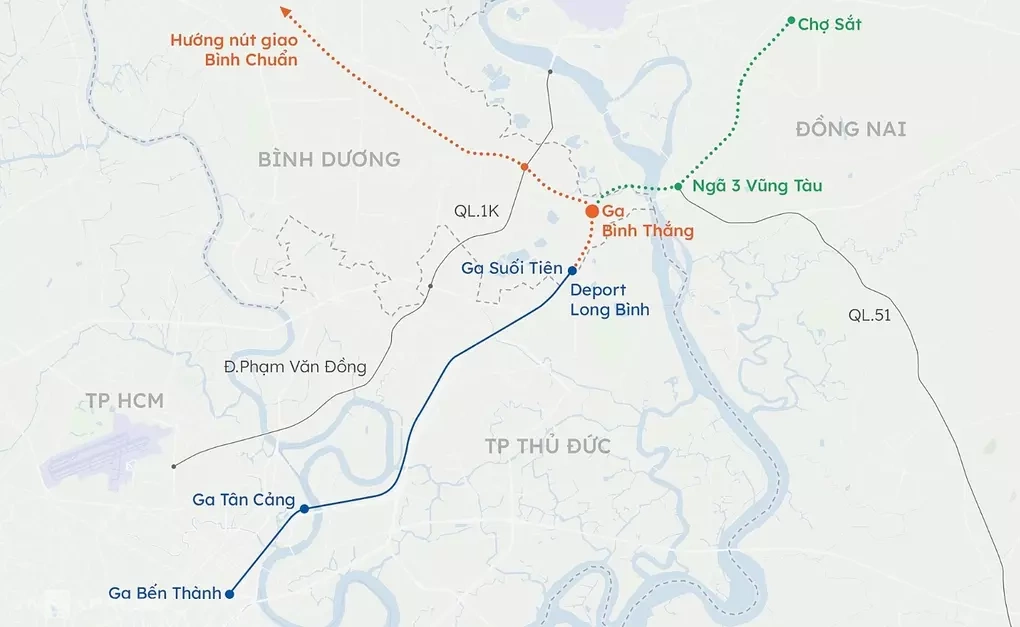 Hướng tuyến metro Bình Dương - Suối Tiên