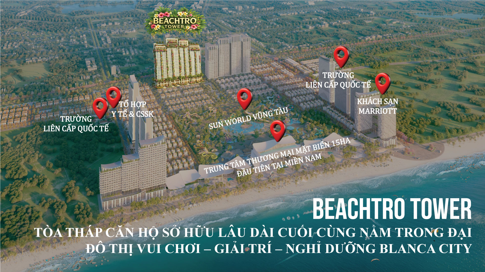 Phối cảnh tổng thể dự án BeachTro Tower tại Blanca City Vũng Tàu