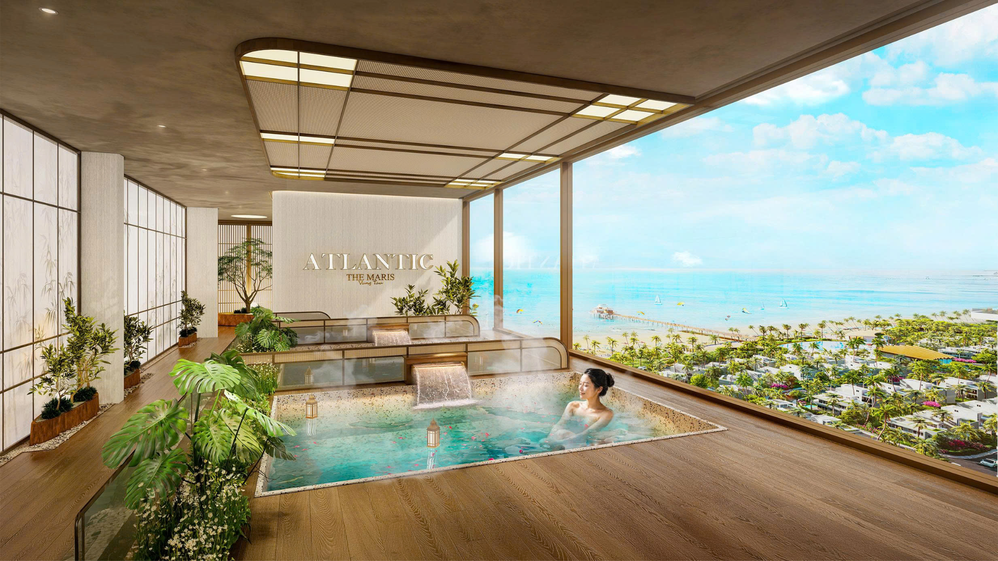 Hồ Onsen nước biển ấm trên tầng cao tại Atlantic The Maris Vũng Tàu